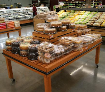 grocery and bakery fixture carts and tables