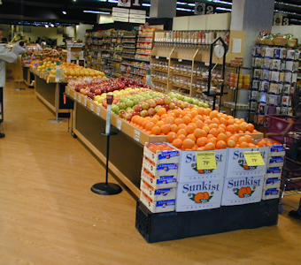 produce display islands, produce store fixtures