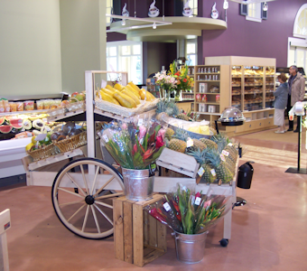 produce displays, carts and tables